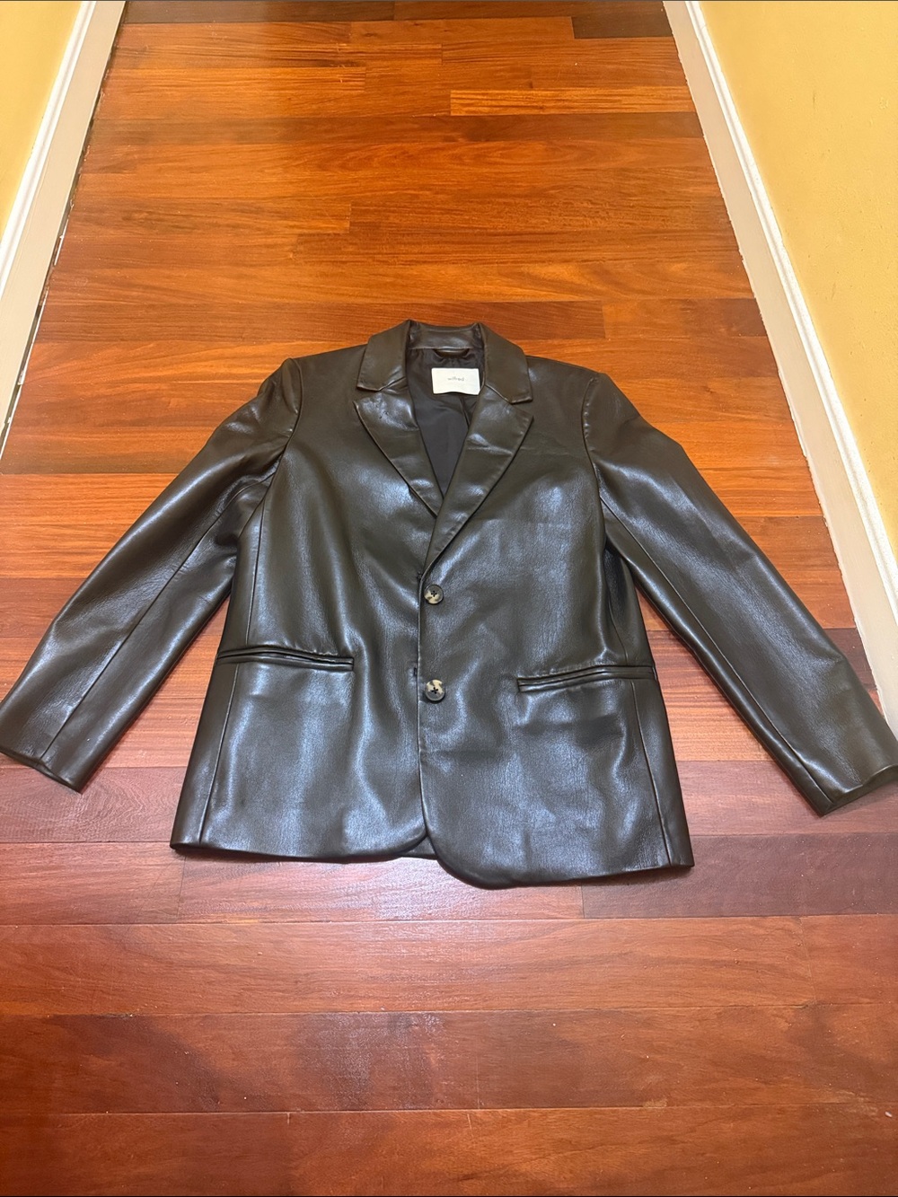 Aritzia Black Faux Leather Blazer Jacket - Women's